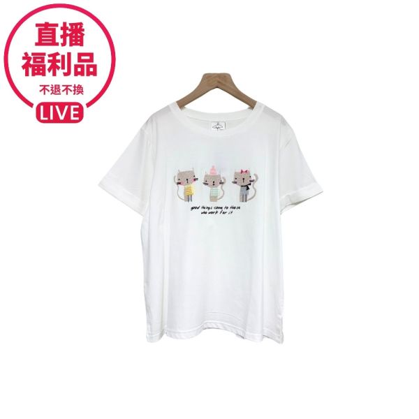 現貨7532｜貓咪貼布圓領T恤-DF5046A6-福利品不退不換 