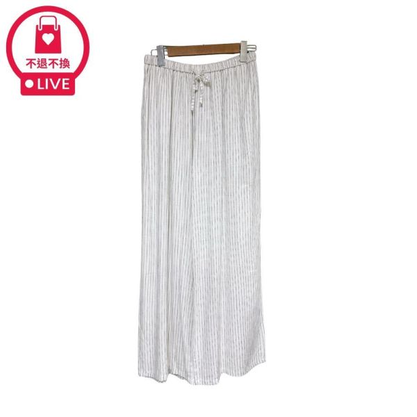 9070【質感不費力】都會知性細條紋棉麻寬褲-J12751038-福利品不退不換 