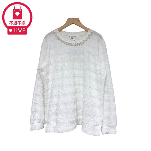 現貨7982｜縫珠圓領泡泡布長袖上衣-DF5211A6-福利品不退不換 