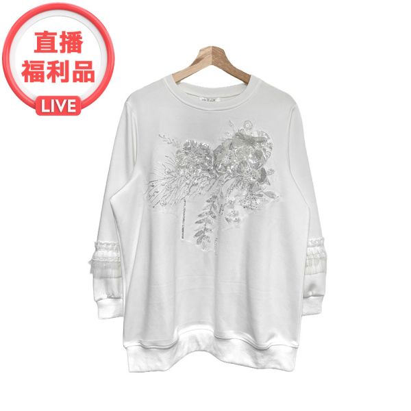 現貨 7085｜袖子滾荷葉亮片花朵衛衣 CL8593B3 