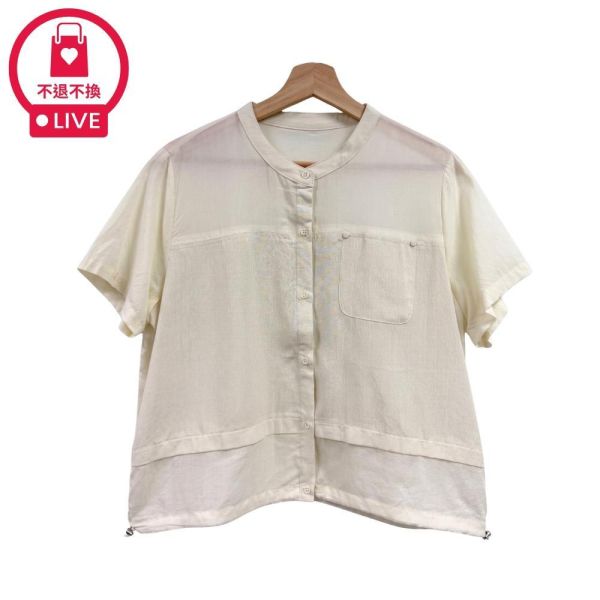 0208【慢活儷影】法式半透光澤面料修身顯瘦短袖上衣-MIA26143D8-福利品不退不換 