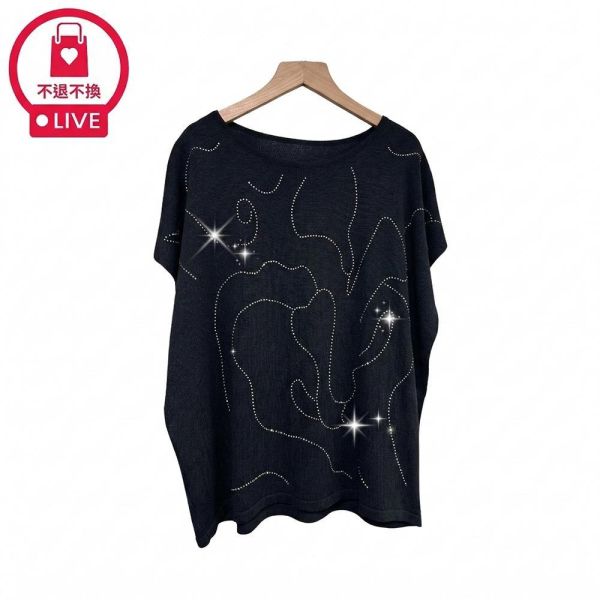 8365｜星河漫步・流光水鑽抽象線條針織衫-035-福利品不退不換 