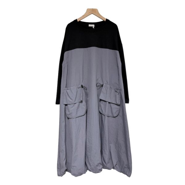 現貨8262｜異材質拼接泡泡連衣裙 058 