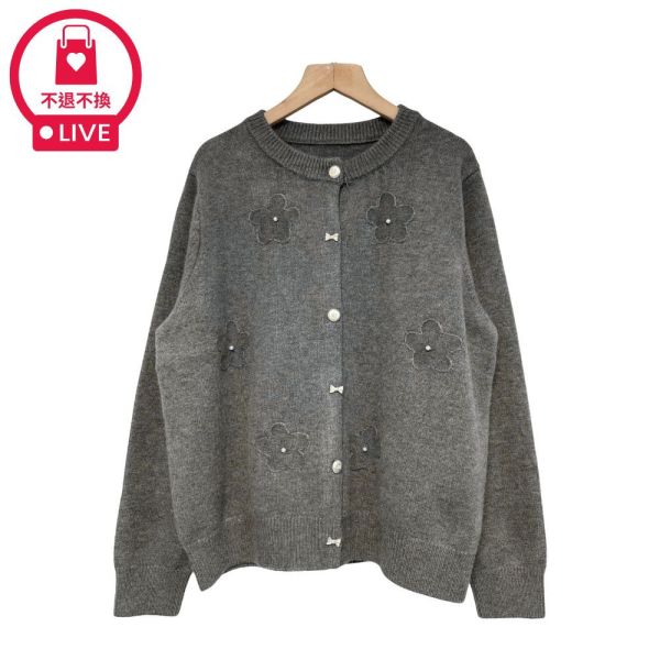 現貨9577｜低調花朵刺繡針織開衫-DF93056B3-福利品不退不換 