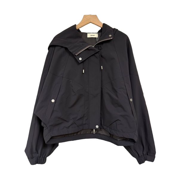 現貨 8075｜工裝風雙拉鍊 抽繩連帽 短款風衣外套 