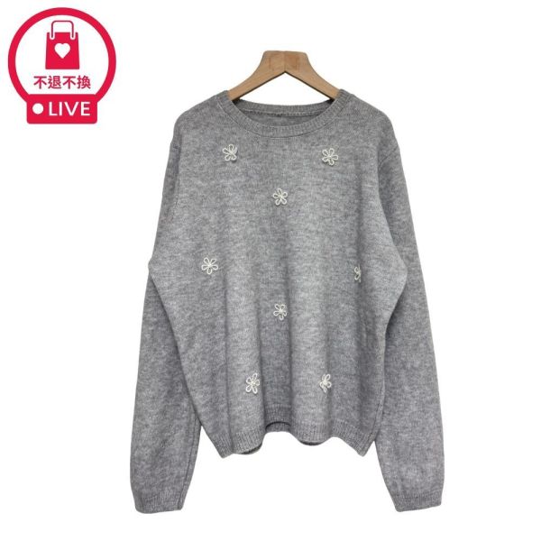 現貨9736｜立體珍珠花朵質感毛衣-RR7166B5-福利品不退不換 