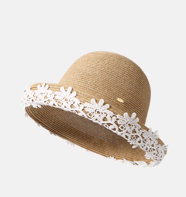9912｜法式田園風草編蕾絲花邊遮陽帽-B0 
