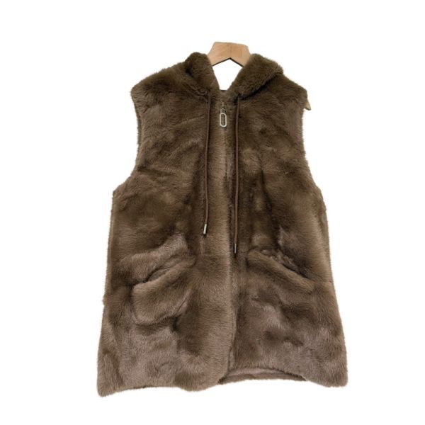 現貨9556｜仿毛連帽抽繩拉鍊馬甲-MIA99303G2 