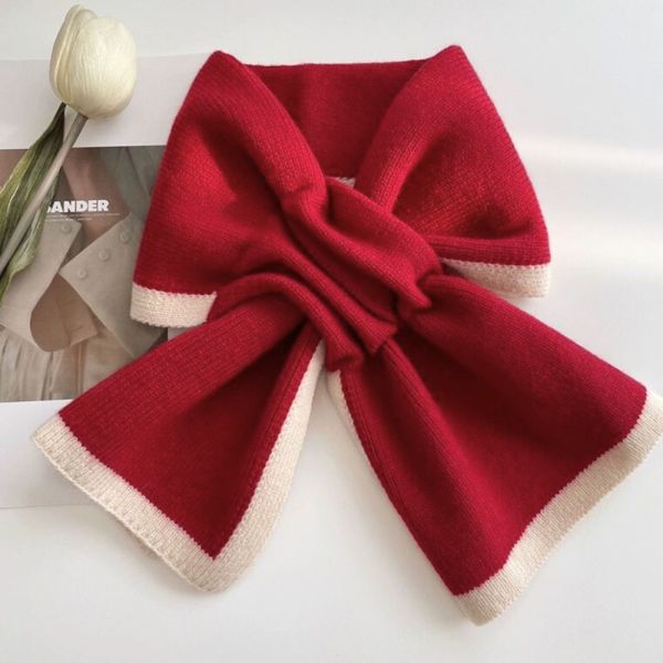 高質感雙色山羊絨針織交叉小圍巾 BLSA5 