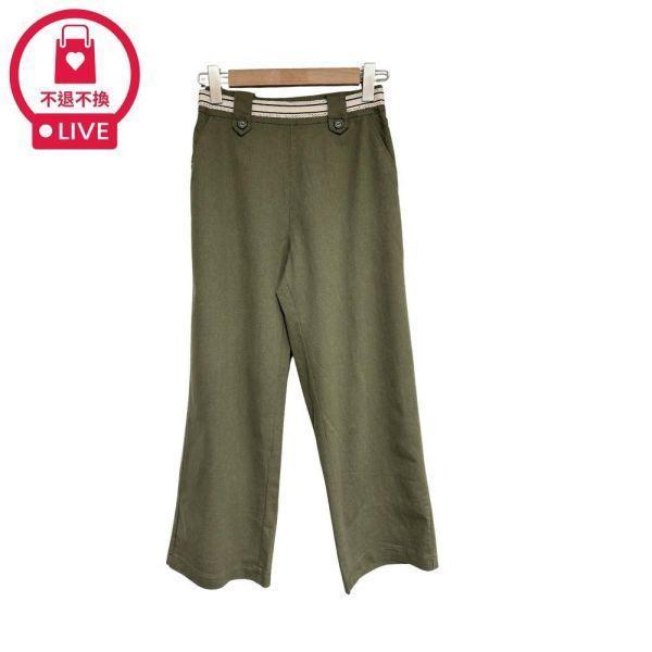 98466｜經典優雅・條紋拼腰裝飾釦直筒褲(2件組)-DF9277A6-福利品不退不換 