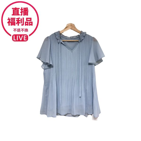 現貨7426｜綁帶雪紡壓褶上衣-RR5928B0-福利品不退不換 
