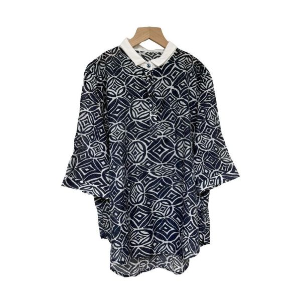 9906｜100%極輕薄純棉・小翻領復古圖騰花衫-RP2050I2 