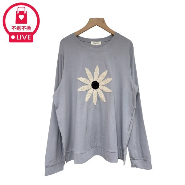 現貨7983｜花朵貼布繡長袖T-DF7407A6-福利品不退不換 