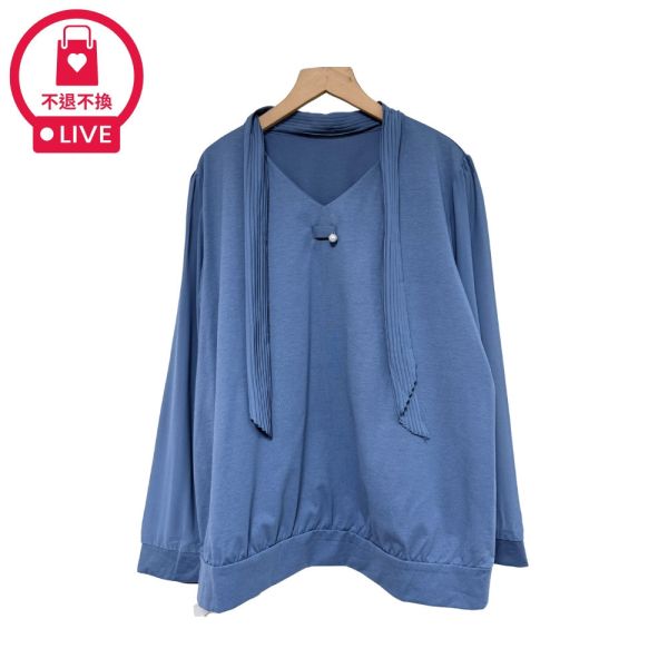 現貨7970｜壓褶飄帶綴飾雪紡上衣-SH11365A6-福利品不退不換 