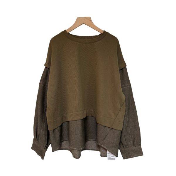 預購7954｜假兩件明線丹寧拼接衛衣-MIA25286E7 