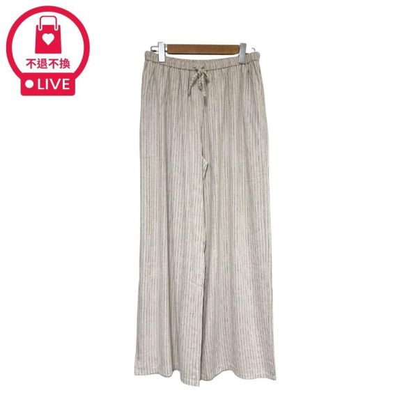 9070【質感不費力】都會知性細條紋棉麻寬褲-J12751038-福利品不退不換 