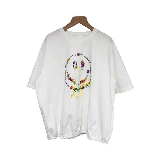 9876｜把快樂穿在身上・精緻刺繡小花笑臉棉T-RP1020G0 