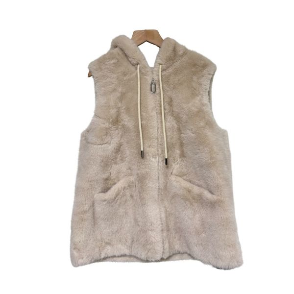 現貨9556｜仿毛連帽抽繩拉鍊馬甲-MIA99303G2 