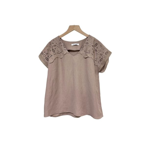 現貨7730｜韓國蕾絲拼接V領棉質上衣-RP1182H5 