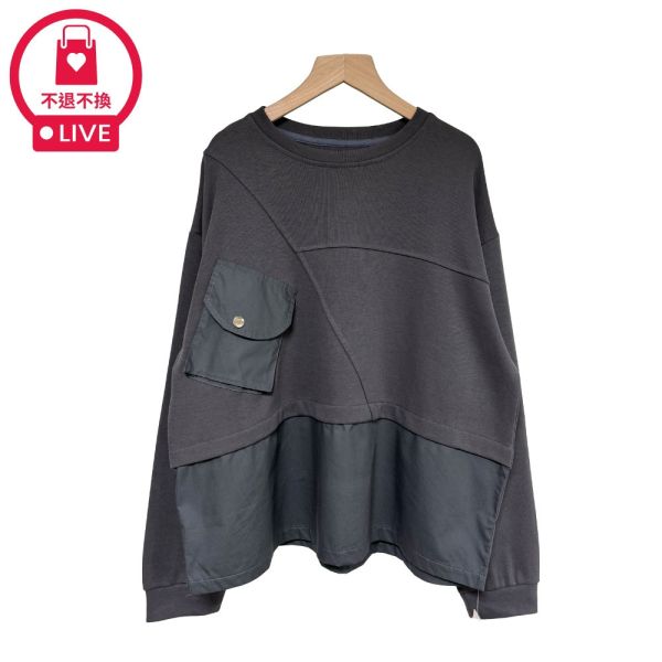 現貨9651｜不規則拼接口袋長袖T-LAC300316B4-福利品不退不換 