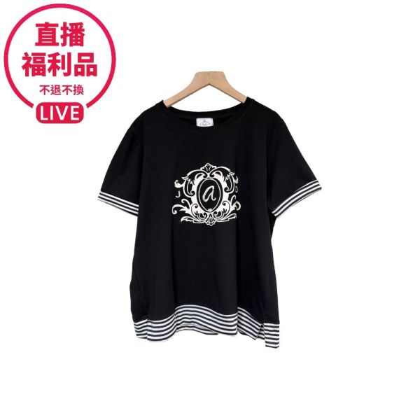 現貨7505｜英文刺繡印花拼接上衣-DF5054A6-福利品不退不換 