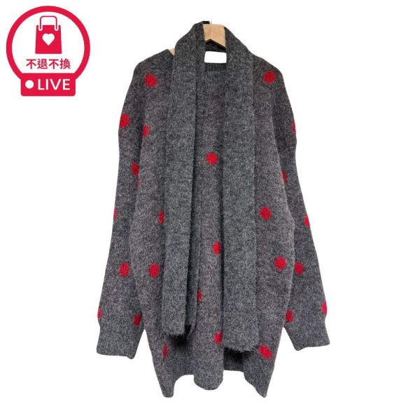 現貨9631｜圍巾點點毛線套頭長衫-RR145B7-福利品不退不換 