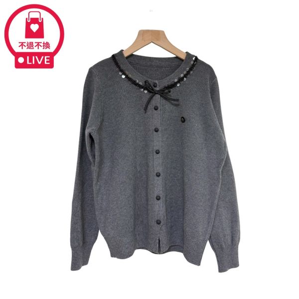 現貨9710｜亮片蝴蝶結圓領針織開衫-RR8037B3-福利品不退不換 