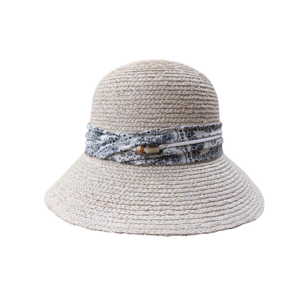 9910｜法式復古拉菲草編織圓頂草帽-D0 