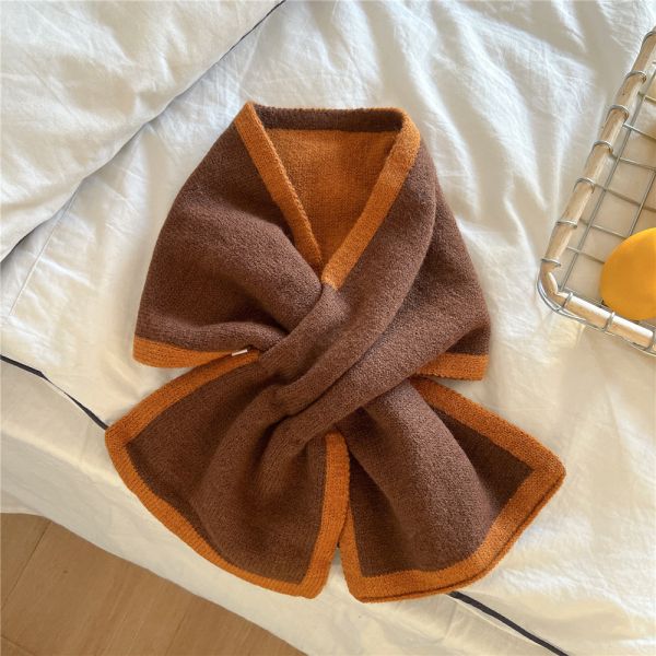 高質感雙色山羊絨針織交叉小圍巾 BLSA5 