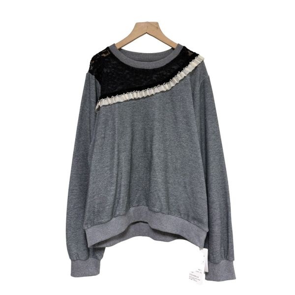 現貨7996｜透膚蕾絲木耳邊拼接衛衣-LAC300048C5 