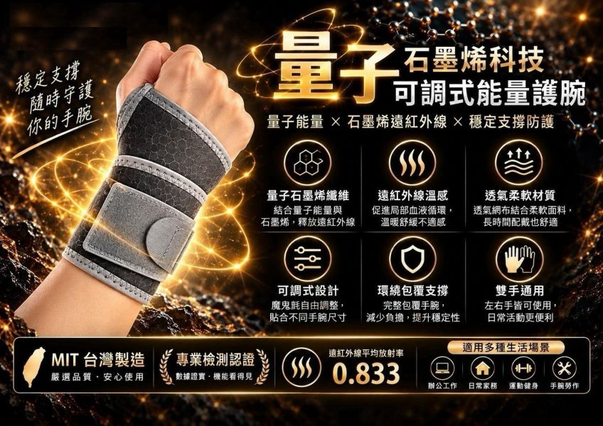 0620 量子石墨烯可調式能量護腕單支-B60 