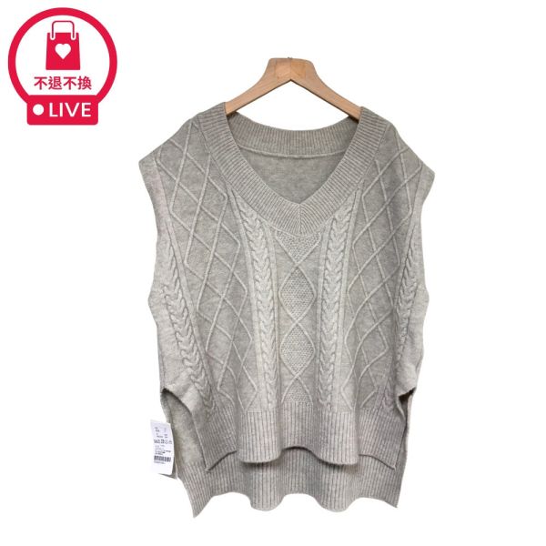 現貨9630｜V領緹花坎肩開衩馬甲-RR5191B0-福利品不退不換 