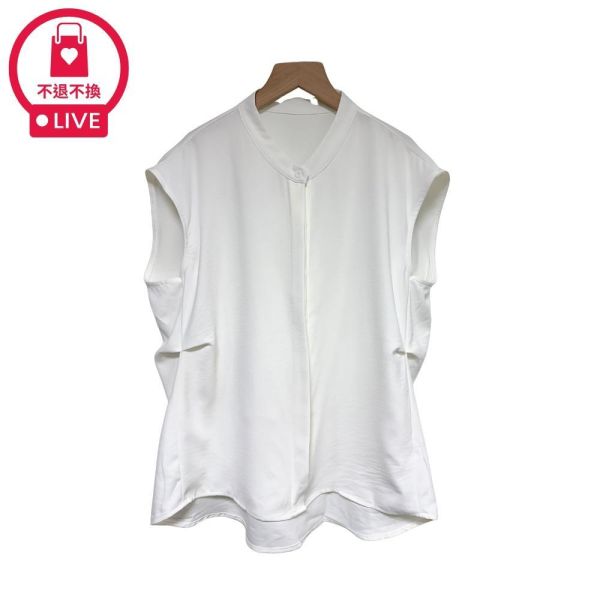 9835｜極簡都會風・小立領隱藏排釦雪紡襯衫-LAD800027A8-福利品不退不換 