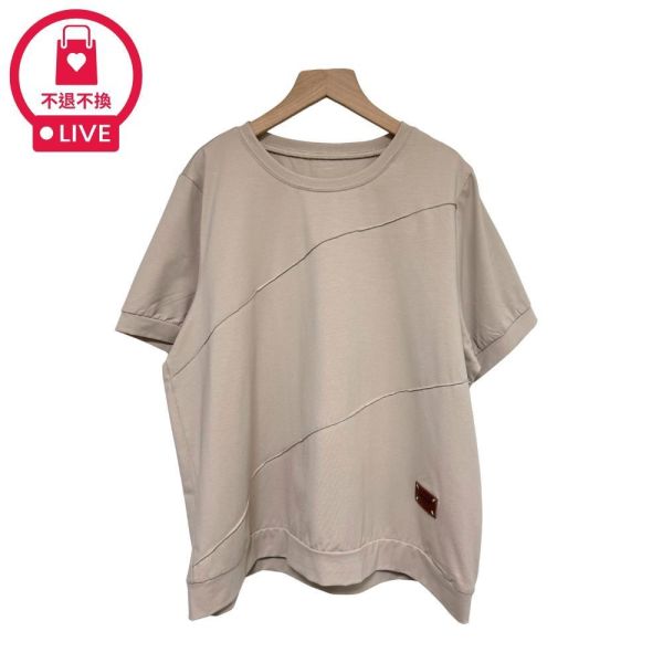 9778｜不對稱美學・斜車線造型質感皮標上衣-SH63831A6-福利品不退不換 