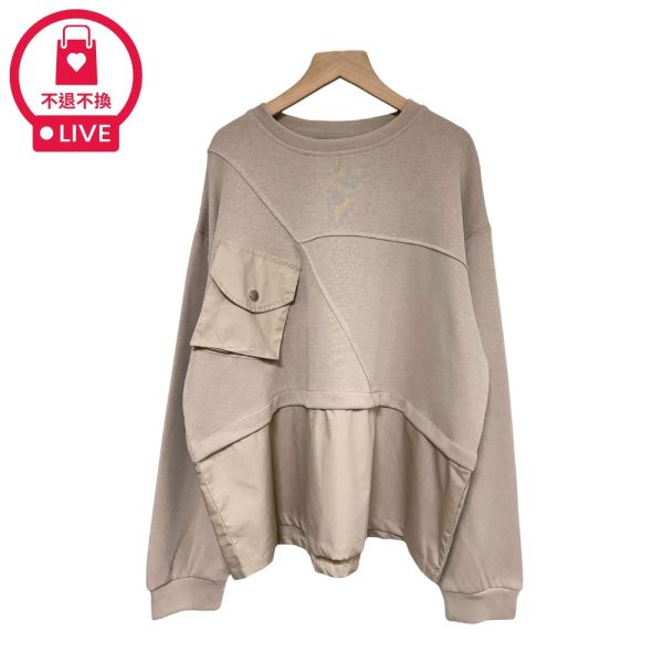 現貨9651｜不規則拼接口袋長袖T-LAC300316B4-福利品不退不換 