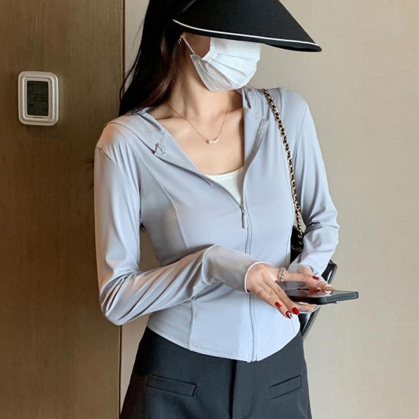 5914【小碼福利】公主線剪裁顯瘦指洞式冰絲防曬衫-J11786-福利品不退不換 