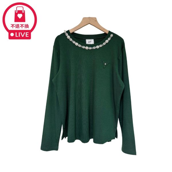 現貨7981｜縫珠造型圓領長袖上衣-DF5208A6-福利品不退不換 