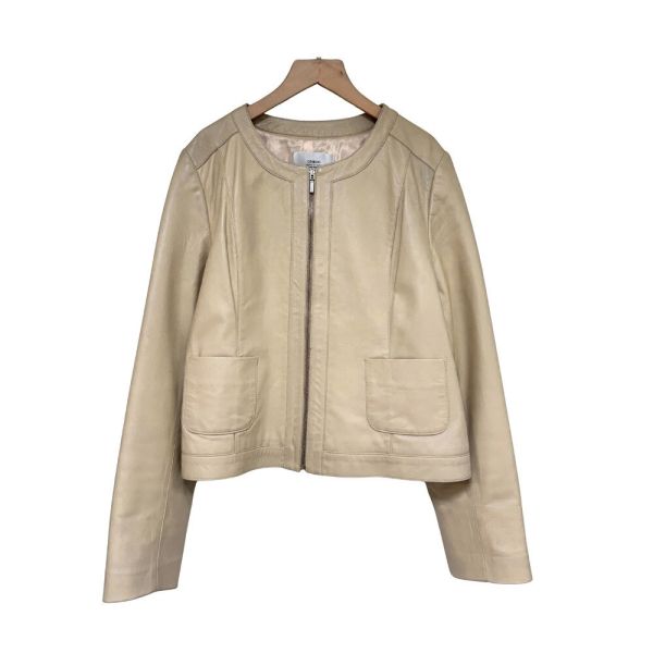 預購8506｜自訂款高級小羔羊真皮拼接拉鍊夾克 530 