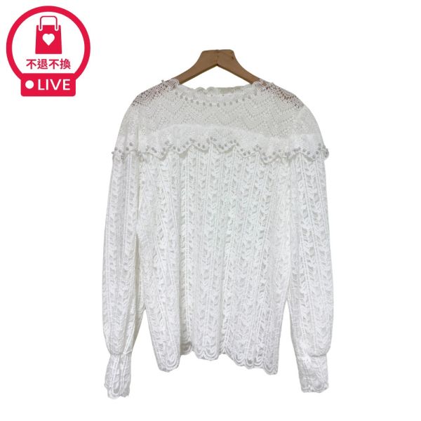 預購7990｜珍珠造型蕾絲透膚針織衫-RR2129B2-福利品不退不換 