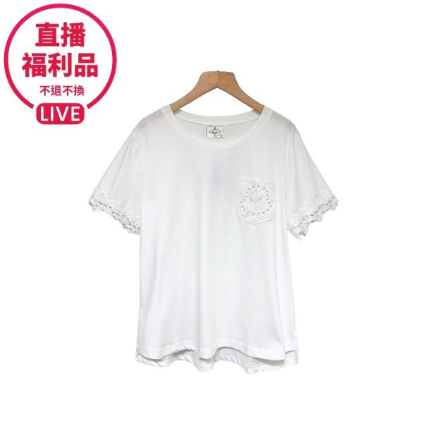 現貨7405｜珠鑽蕾絲短袖T-DF5969A6-福利品不退不換 