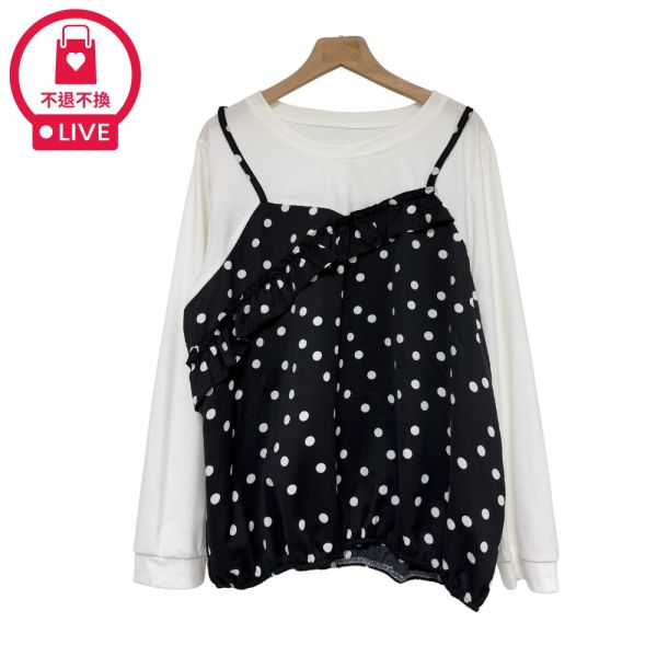 現貨9519｜假兩件點點吊帶造型上衣-SH12809A6-福利品不退不換 