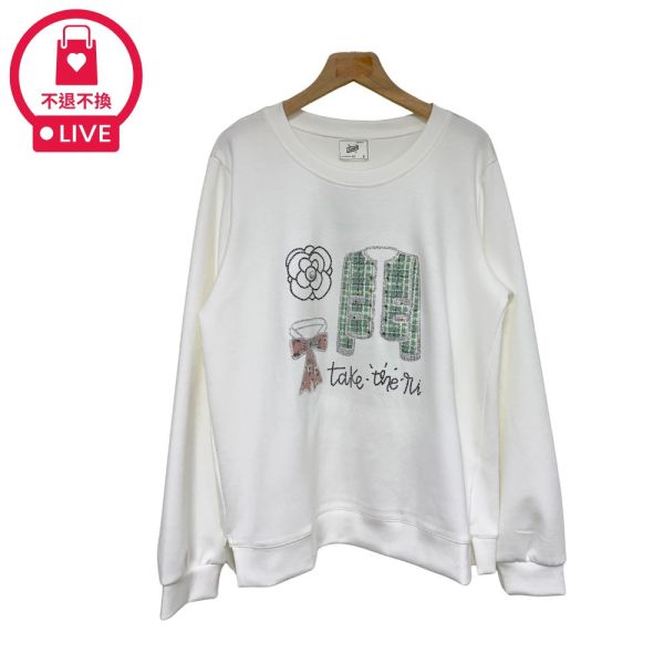 現貨9513｜小香風閃鑽太空棉長袖T-DF5217A6-福利品不退不換 