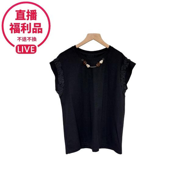 預購7657｜項鍊圓領荷葉邊袖上衣-LA0247B0-福利品不退不換 