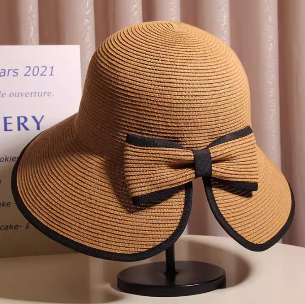 9911｜法式蝴蝶結大簷遮陽草帽-B5 