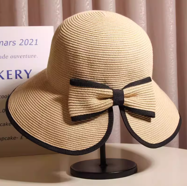 9911｜法式蝴蝶結大簷遮陽草帽-B5 
