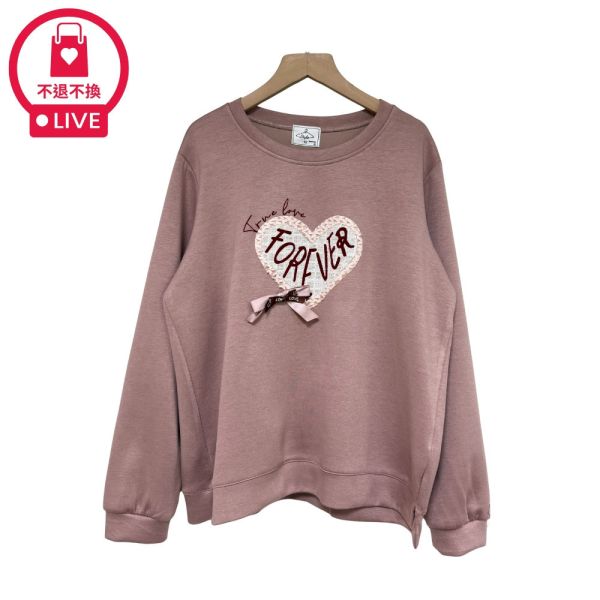 現貨9506｜愛心貼布蝴蝶結太空棉長袖T-DF5226A6-福利品不退不換 