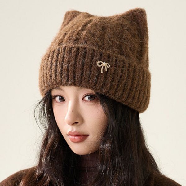 現貨 9054｜可愛網紅蝴蝶結貓耳毛帽 016 