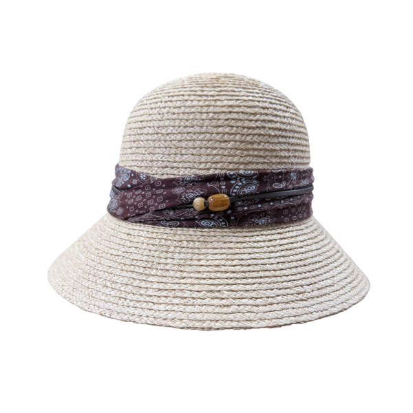 9910｜法式復古拉菲草編織圓頂草帽-D0 