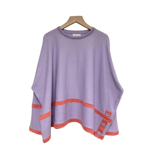 8635｜都會知性美・高雅撞色線條排釦落肩衫-060 