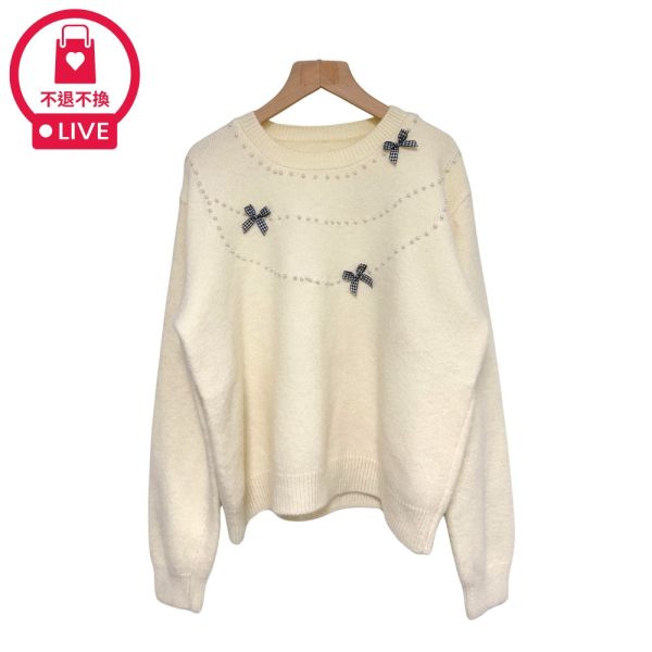 現貨9723｜迷你珠珠蝴蝶結套頭毛衣-LAC500051B7-福利品不退不換 